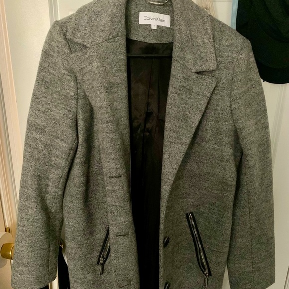 Calvin Klein boucle coat in GRAY